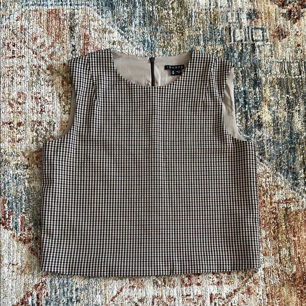 Theory Black and Brown Sleeveless Boxy Tank